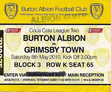 Burton Albion v GTFC Ticket