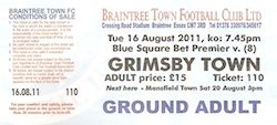Braintree Town v Grimsby Town Ticket