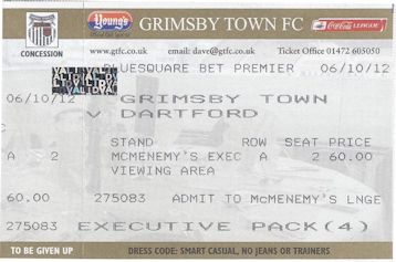 Grimsby Town v Dartford Ticket