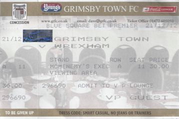 Grimsby Town v Wrexham Ticket