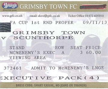 Grimsby Town v Scunthorpe Ticket