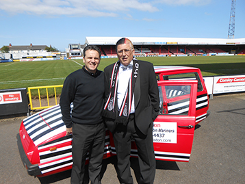 At Blundell Park Dave Smith welcomed the Logistics Director at the outset of his promotional campaign.