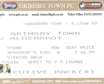 GTFC v Aldershot Ticket