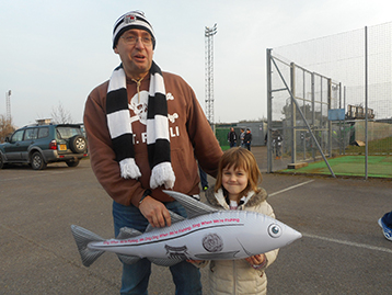 Rebecca, a little coy was clearly aware of Tim's secret manoeuvres in Bognor, the President of Rutland Mariners is under official secret obligations but was keen to accompany Rebecca with obligatory Harry to the game.