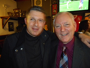 An awestruck McMenemy Mike with his hero Joe Waters.