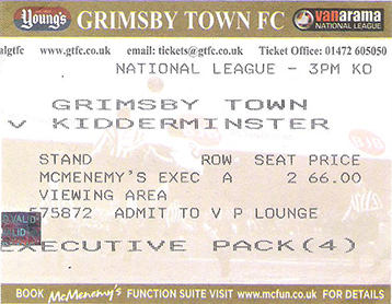 GTFC v Kiddeminster Town Ticket