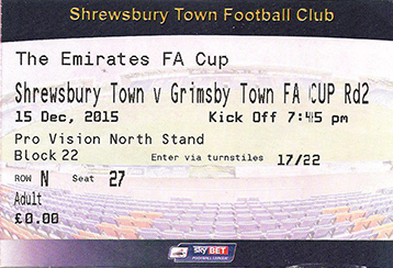 Shrewsbury Town v GTFC Ticket