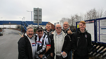 Pete (extreme left), leading Mariners Trust members in the absence of Sgt. Roberts, meet up with Hebden Bridge Mariners. Jack (extreme right) who usually attempts to sabotage such  photo opportunities could only watch in amazement as a rather shy Carl proceeded to confuse everyone as to the correct platform required.