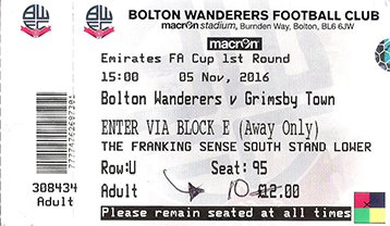 Bolton Wanderers v GTFC Ticket