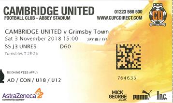 Cambridge Utd v GTFC Ticket