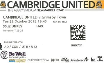 Cambridge UTD v GTFC Ticket