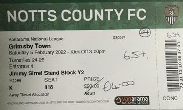 Notts. County v GTFC Ticket