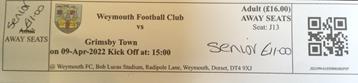Weymouth v GTFC Ticket