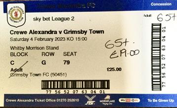Crewe Alexandra v GTFC Ticket