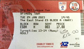 Crawley Town v GTFC Ticket