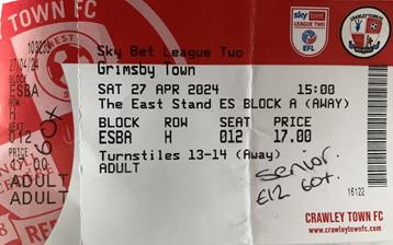Crawley Town v GTFC Ticket