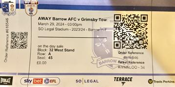 AFC Barrow v GTFC Ticket